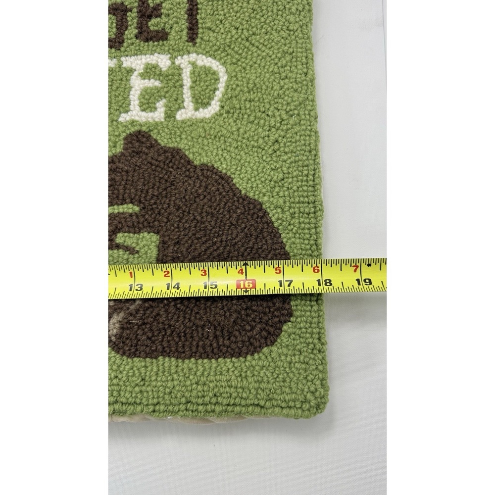 Peking Handicraft "Let's Get Toasted" Bear Campfire Hooked Two Pillow Shams Wool - Picture 8 of 12